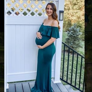Glampunch Womens Off Shoulder Maternity Dress Maxi Photography Dress size M
